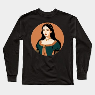 Beautiful Renaissance Woman in a Green Dress Long Sleeve T-Shirt